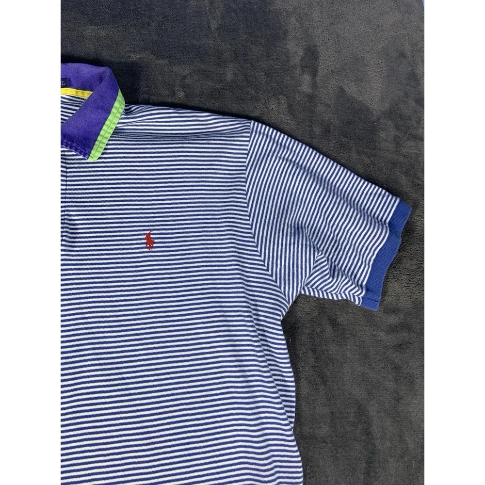 Polo Ralph Lauren Unique Striped T-Shirt‎ Purpl Collar Men's Size XL